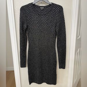 EXPRESS Chevron long sleeve sweater dress Size Small black and silver